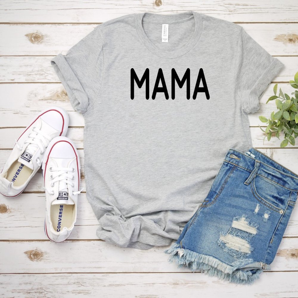 The Mama Life Light Gray Tee Shirt